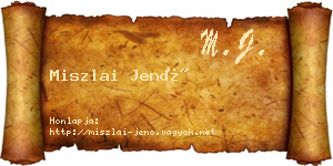 Miszlai Jenő névjegykártya